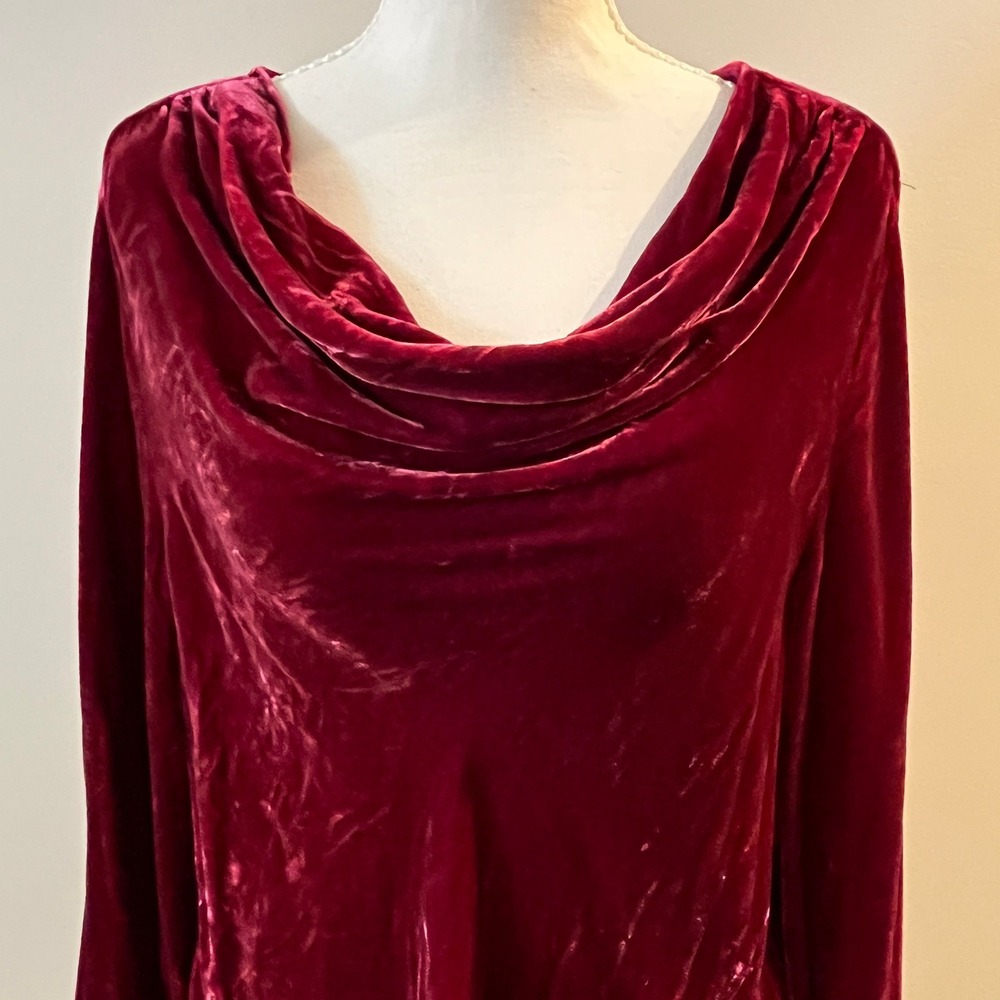 Sundance Womens S Burgundy Velvet Silk Blend Cowl Neck Blouse Boho Top